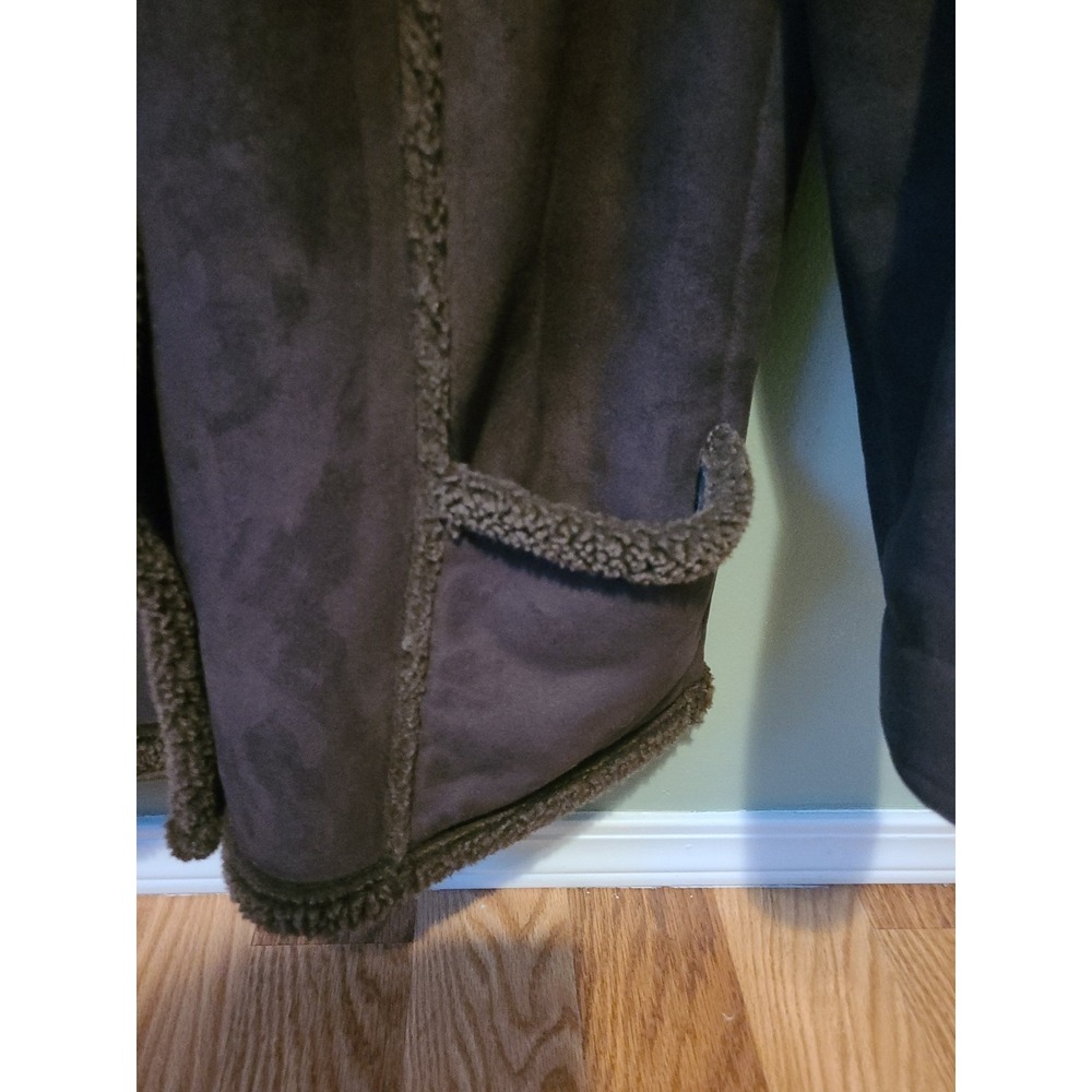 LL Bean Long‎ Brown Coat Faux Suede Sherpa Shearling Lined Polyester WM's 1X - Picture 7 of 9